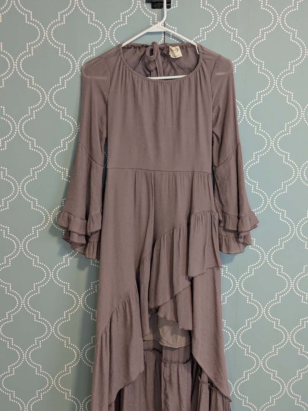 Joyfolie Mauve Tiered Ruffle High-Low Dress
